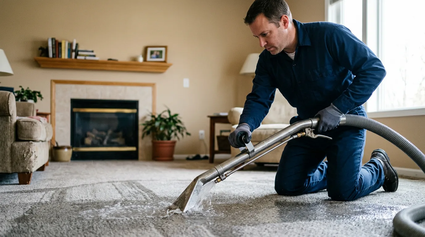 Water damage restoration technician working near Boss, MO